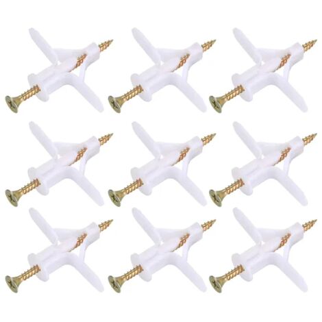Kit 50 tasselli a farfalla + 50 viti per cartongesso, anti-rotazione, acciaio zincato, per mensole, cornici, lampade e installazioni domestiche (1/5)