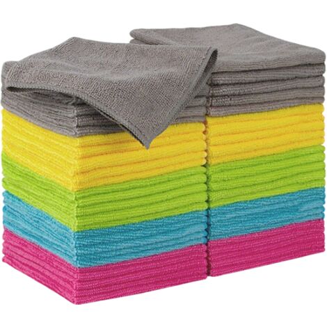 Confezione da 50 panni multiuso in microfibra, 30 x 30 cm, altamente assorbenti, senza pelucchi, non graffiano le superfici, ideali per casa, cucina e auto (1/5)