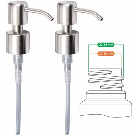 Bomba de repuesto para dispensador de jabón de acero inoxidable cepillado de alta calidad de 24 mm, 2 unidades. (1/5)