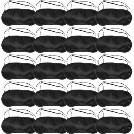 Paquete de 20 antifaces para dormir ultrasuaves, 18,5 x 8,5 cm - Transpirables, opacos, con almohadillas nasales, elásticos, para viajes, videojuegos y más, color negro.