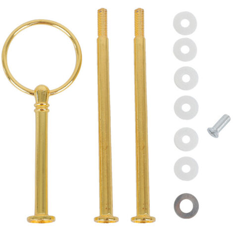 Soporte ajustable de 3 niveles para pasteles, frutas y postres, con asas y accesorios. Montaje sin herramientas. Ideal para mesas de postres en bodas y fiestas. Color dorado. (1/5)