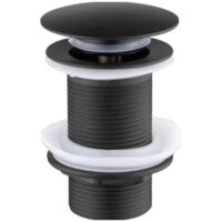Tapón de desagüe para fregadero de color negro mate de primera calidad con cierre a presión, fabricado en latón y aleación de zinc, antidesbordamiento, instalación sin herramientas y junta de silicona