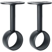 Gardinenstangenhalterung aus mattschwarzem Edelstahl, 32 mm Durchmesser, 2er-Set, feuchtigkeitsbeständig, für Kleiderschrank und Balkon