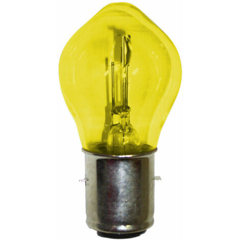 Bombilla amarilla de doble filamento de 12 V y 45/40 W, casquillo BA20D. Iluminación para motocicletas y tractores. Mayor visibilidad en carretera. Base BA20D.