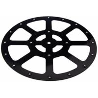 Plato giratorio de 360° con rodamientos de bolas. Capacidad de carga: 100 kg. Plástico negro. Diámetro: 292 mm. Ideal para muebles y mesas.