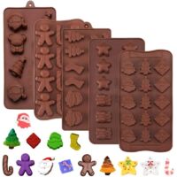 5 moldes de silicona navideños, molde para galletas, pastel y chocolate navideños, moldes para dulces y gelatina de chocolate y pastel navideños, molde para jabón y pasteles navideños para regalos de