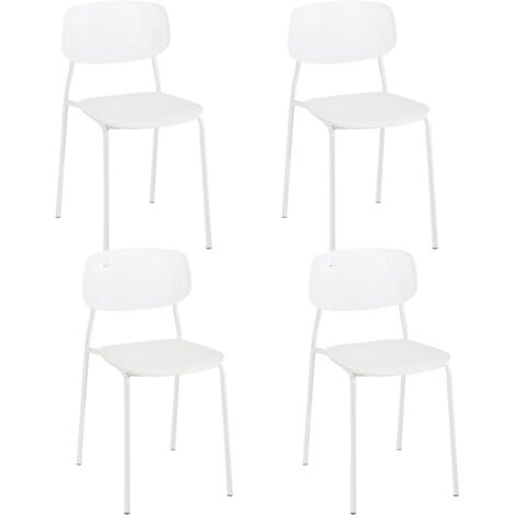 Ensemble de 4 chaises de cuisine empilables AZA (blanches) (1/5)