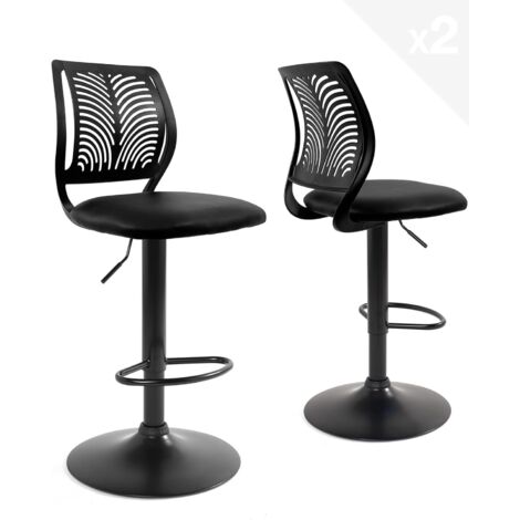 Ensemble de 2 tabourets de bar SAWA avec dossier souple et assise rembourrée en similicuir, pivotant à 360°, repose-pieds, hauteur réglable, chromé SAWA (blanc et gris) (1/5)
