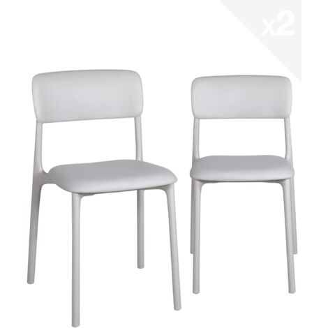 Ensemble de 2 chaises de cuisine, chambre ou salle à manger contemporaines en polypropylène avec coussin rembourré confortable et bordure en similicuir (rose) (1/5)
