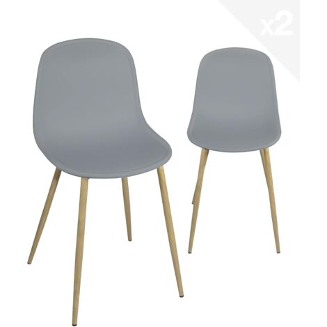 YENI Lot de 2 chaises de cuisine, pieds en métal, imitation bois (blanc) (1/5)