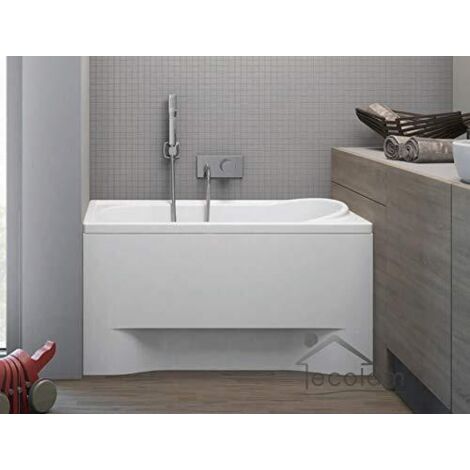 ECOLAM Baignoire rectangle Mini Polimat 100x65 cm + tablier pieds siphon + silicone Original produit Belle forme