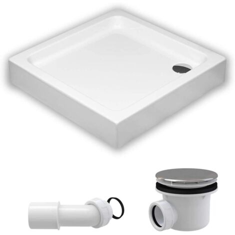 ECOLAM Receveur de douche plat carré Grando Plus 90x90 cm hauteur 17 cm profondeur 7 cm + base en polystyrène + siphon (1/5)