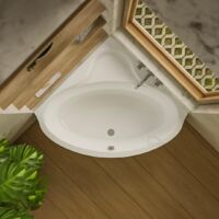 ECOLAM Baignoire d'angle Bala 140x140cm + support polystyrène 1.083 pieds siphon silicone Baignoire d'angle