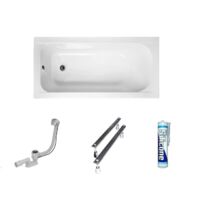 ECOLAM Baignoire rectangle acrylique Continea 150x70 cm pieds, siphon et silicone gratuit
