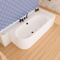 ECOLAM Baignoire autoportante Vigoo version gauche ou droite montage mural siphon click-clack set complet (siphon noir, 165x75 cm droite)