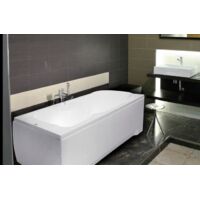 ECOLAM Baignoire rectangle Majka 120x70 cm tablier en acrylique pieds siphon + silicone Baignoire acrylique blanc Ensemble complet