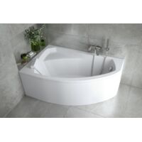 ECOLAM Baignoire d'angle Rima 160x100 cm gauche tablier acrylique Appuie-tête pieds siphon + silicone Set complet
