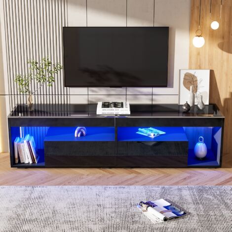 Mobile TV LED lucido, mobile TV per soggiorno nero con 2 cassetti, tavolo consolle, per TV fino a 70" - 180 x 40 x 46 cm (1/5)