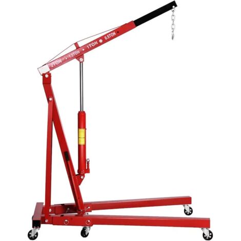 Gru da officina pieghevole 2T a 4 posizioni - Capra da officina in acciaio - Pompa di sollevamento motore idraulico - Supporto motore - Rosso (1/5)
