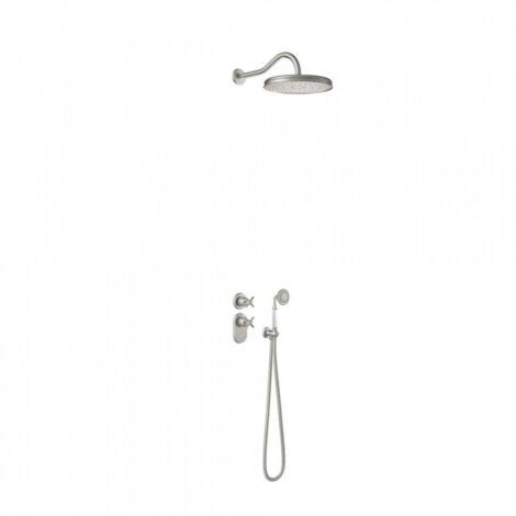 Kit thermostatique de douche encastré avec fermeture et réglage du débit (2 voies) - TRES 24235202AC Acier