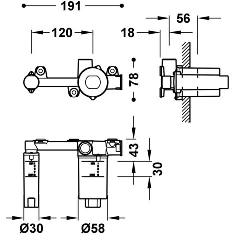 Tres – Corps encastré pour robinet de lavabo – Finition métal – Amortisseurs acoustiques – Joints antihumidité – 20830002