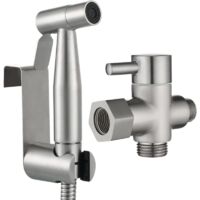 Bidet-Sprühset aus Edelstahl mit 3-Wege-Toilettenventil (3/8"-12/17") und 1,5 m langem Brauseschlauch, ideal für wandhängende Toiletten