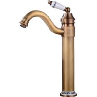 Waschtischarmatur aus Messing mit um 360° schwenkbarem, hohem Auslauf, einstellbar für Warm- und Kaltwasser, ideal für Badezimmer.