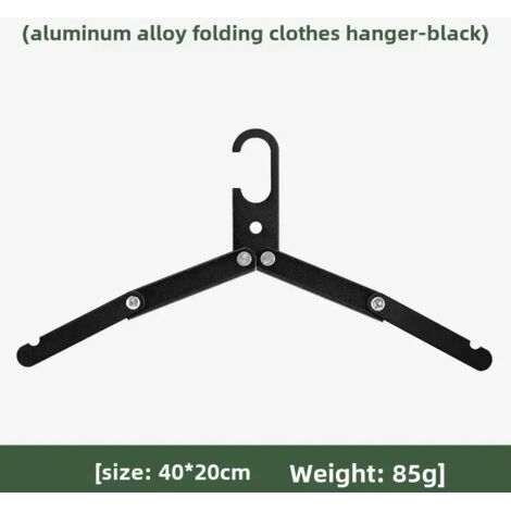 Cintre pliable en alliage d'aluminium (noir) pour la maison, le camping et les voyages. Outil EDC portable et pliable. (1/4)