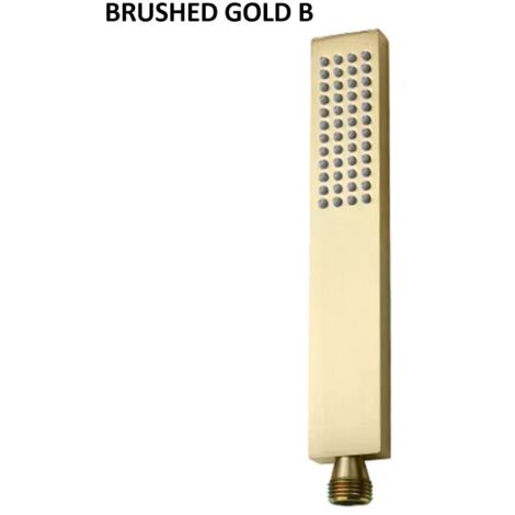 Pommeau de douche carré à main en acier inoxydable 304 (doré brossé), étanche et finition uniforme. Accessoires de salle de bain. (1/4)
