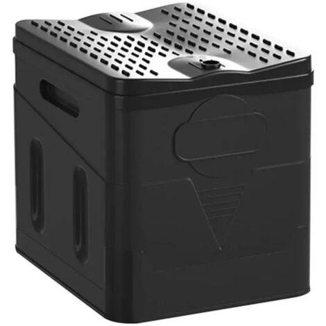 Toilettes de voiture pliables et portables (noires) avec seau robuste et grande capacité de charge, idéales pour les voyages d'urgence, les déplacements en voiture et le camping. (1/4)