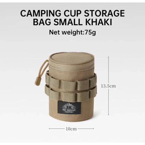 Sacoche pour bouteille d'eau (petit modèle kaki) pour sports de plein air, sac de rangement tactique multifonctionnel, sac de protection pour verre à bière en tissu Oxford 600D, idéal pour le camping. (1/4)