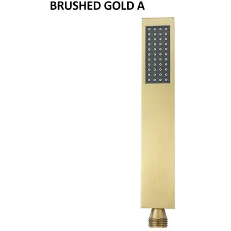 Pommeau de douche carré à main en acier inoxydable 304 (doré brossé), étanche et finition uniforme. Accessoires de salle de bain. (1/4)