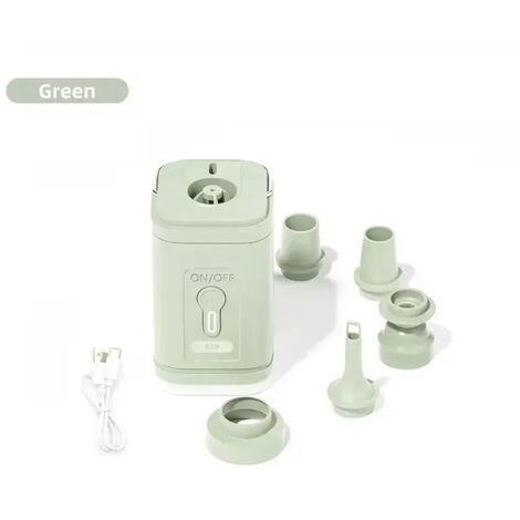 (Pompe à air verte) Pompe à air électrique portable pour camping, compresseur d'air sans fil, gonfleur et dégonfleur pour coussins, matelas et bateaux. Bouée gonflable. (1/4)