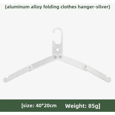 Cintre pliable en alliage d'aluminium argenté pour la maison, le camping et les voyages. Outil EDC portable. (1/4)