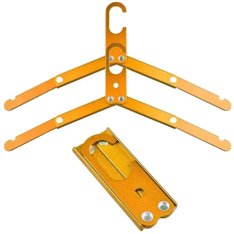 (Lot de 2 oranges) Cintre pliable en alliage d'aluminium pour voyages et camping, séchoir à vêtements, gain de place, organisateur de garde-robe (1/4)
