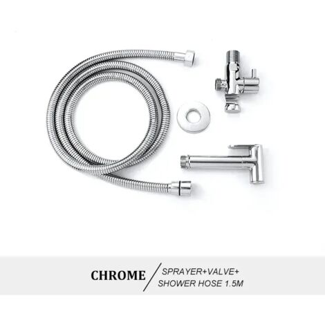 Ensemble de douchette de bidet portable (type A chromé) en laiton doré rose, fixation murale, autonettoyant. (1/4)