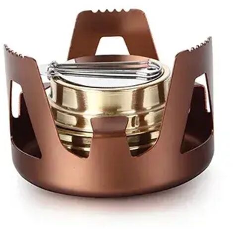 Réchaud à alcool miniature d'extérieur, 4 couleurs, ultra-léger, brûleur à alcool, réchaud de camping pliable et portable, idéal pour le camping et la randonnée. (1/5)