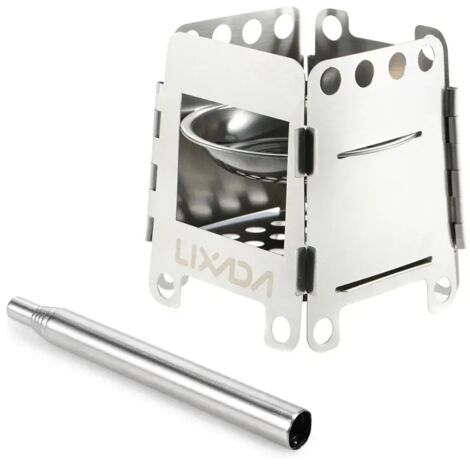 Réchaud à bois pliable et léger en titane/acier inoxydable, réchaud à alcool de poche pour la cuisine en plein air, le camping et la randonnée. (1/5)