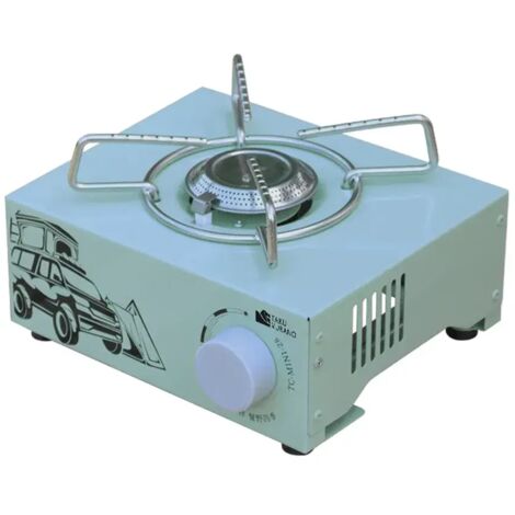 Réchaud à gaz portable à cassette 2100 W, fonctionnant au butane, avec allumage piézo, idéal pour le camping, la randonnée et les barbecues en plein air. (1/5)