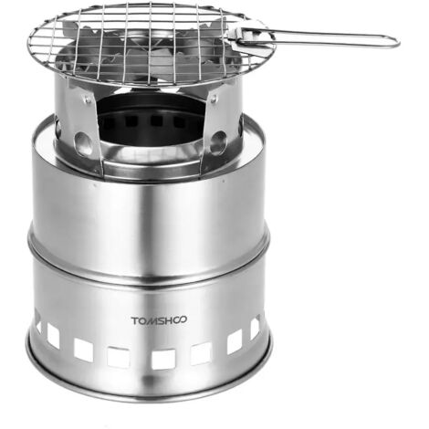 Réchaud à bois portable pliable et coupe-vent, compact, en acier inoxydable, pour le camping et les loisirs de plein air. Idéal pour les barbecues et les touristes. Réchaud de cuisine portable. (1/5)