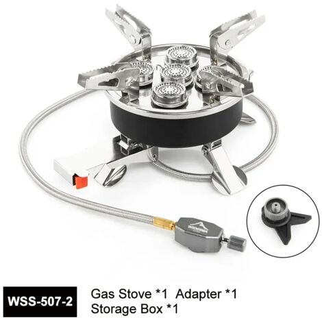 Réchaud à gaz de camping Widesea 8800W, brûleur puissant 5 en 1, idéal pour les pique-niques et la randonnée. Fourneau pliable et portable. (1/5)