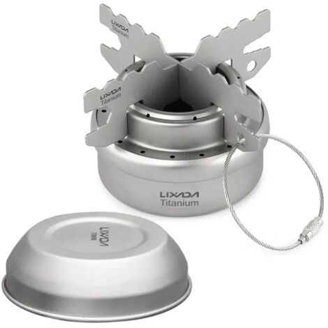 Mini réchaud à alcool en titane, portable, pour le camping, la randonnée et les pique-niques. Réchaud de camping avec couvercle. Réchaud de cuisine portable. (1/5)