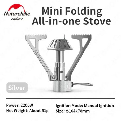 Réchaud à gaz portable Naturehike Mini brûleur touristique, accessoires de cuisine de camping en plein air, pliable, ultraléger, 51 g, réchaud de cuisson portable (1/5)