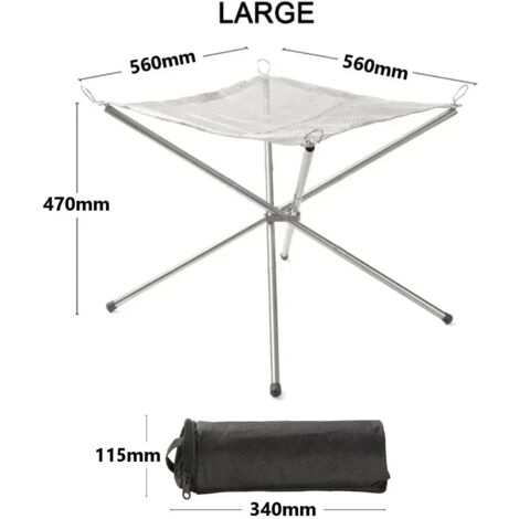 Démontage du support de feu de camp pliable en acier inoxydable pour feu de jardin ou barbecue, idéal pour le camping et les activités de plein air. (1/5)