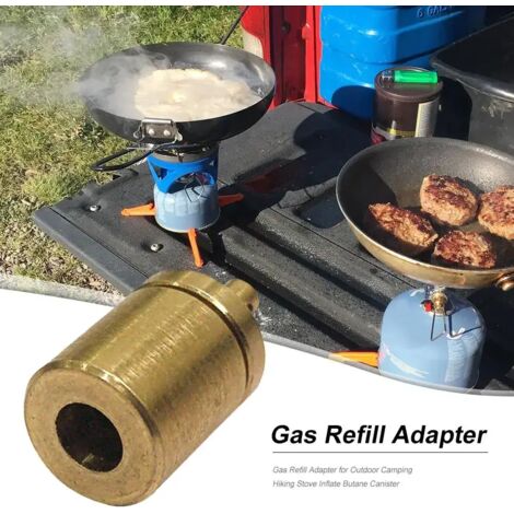 Adaptateur pour réservoir de gaz de réchaud de camping portable (lot de 2) - Convertisseur de gaz pour recharge de propane - Connecteur pour brûleur à gaz - Fournitures de camping (1/5)