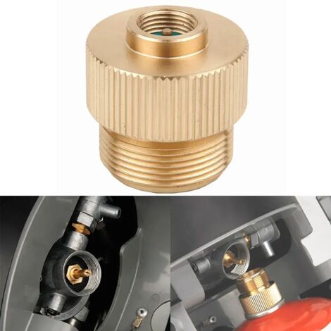 Adaptateur de valve pour réservoir de réchaud à gaz de camping (1 pièce) : 1"-20 UNF vers 7/16"-28 UNF. Accessoire compatible avec les réservoirs de gaz MAPP et les réchauds portables. (1/4)