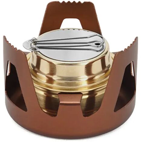 Réchaud à alcool miniature portable ultraléger en laiton pour le camping et les excursions en pleine nature. (1/3)