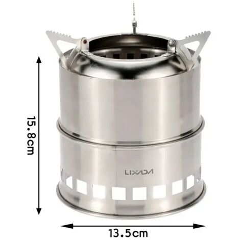 Réchaud à bois portable léger en acier inoxydable, brûleur à alcool, idéal pour le camping, la randonnée, les pique-niques et les barbecues en extérieur. (1/5)