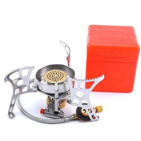 Réchaud à gaz portable de camping, brûleur et ustensiles de cuisine, équipement de camping, haute puissance, pliable, pour les voyages, réchaud de cuisine portable à feu puissant (1/5)
