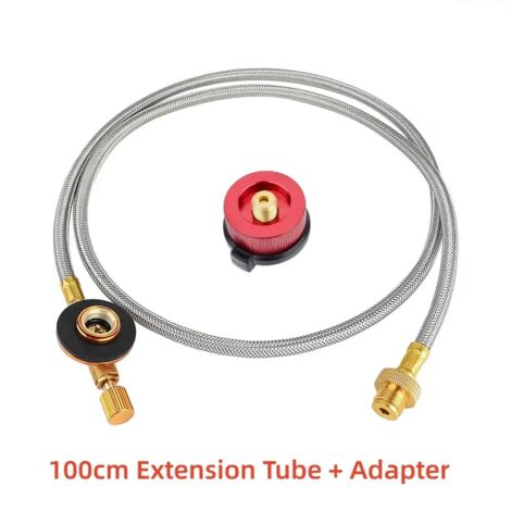 Rallonge de 100 cm pour réchaud de camping, tuyau d'extension pour bouteille de gaz, adaptateur de conversion pour vanne de gaz, accessoires pour réchauds de camping portables. (1/5)